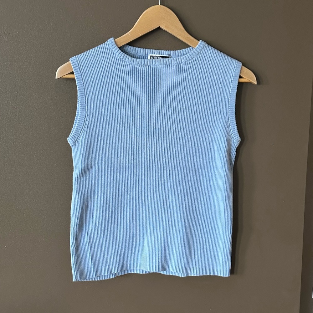 Giordano Sleeveless Ribbed Tank in Pale Blue